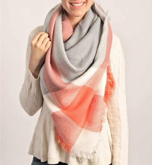 Gray and Black Plaid Blanket Scarf - Bean Concept - Etsy