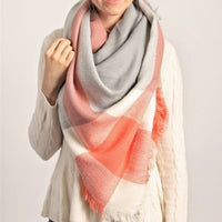 Gray and Black Plaid Blanket Scarf - Bean Concept - Etsy
