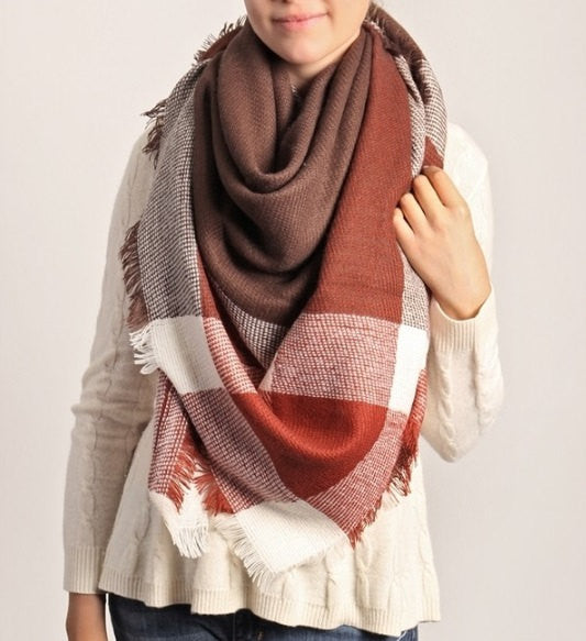 Gray and Black Plaid Blanket Scarf - Bean Concept - Etsy