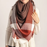 Gray and Black Plaid Blanket Scarf - Bean Concept - Etsy
