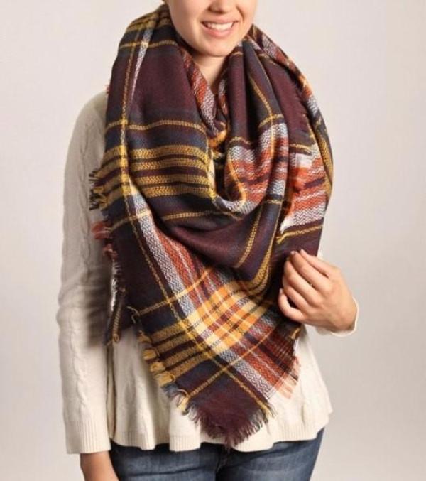 Black and White Plaid Blanket Scarf - Bean Concept - Etsy