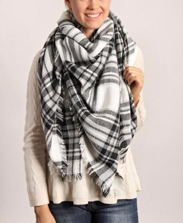 Black and White Plaid Blanket Scarf - Bean Concept - Etsy