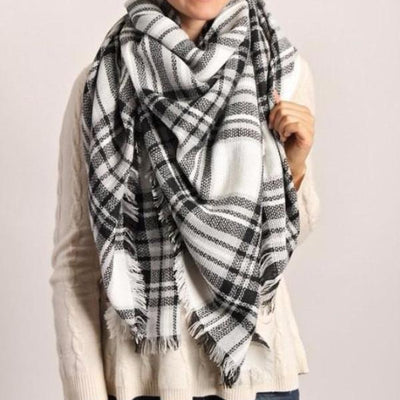 Black and White Plaid Blanket Scarf - Bean Concept - Etsy