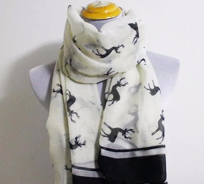 Navy Blue Reindeer Scarf - Bean Concept - Etsy