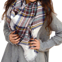 Pink Khaki Plaid Blanket Scarf - Bean Concept - Etsy