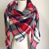 Pink Khaki Plaid Blanket Scarf - Bean Concept - Etsy