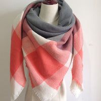 Pink Khaki Plaid Blanket Scarf - Bean Concept - Etsy