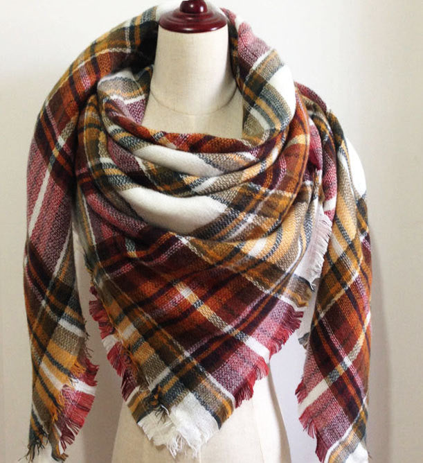 Pink Green Plaid Blanket Scarf - Bean Concept - Etsy