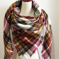 Pink Green Plaid Blanket Scarf - Bean Concept - Etsy