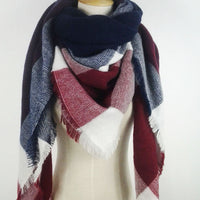 Navy and Red Plaid Tartan Blanket Scarf - Bean Concept - Etsy