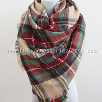 Plaid Blanket Infinity Scarf - Bean Concept - Etsy