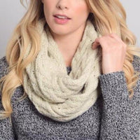 Beige Herringbone Knit Infinity Scarf - Bean Concept - Etsy
