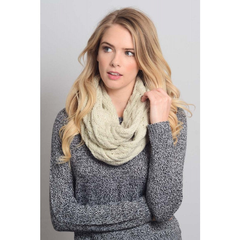 Beige Herringbone Knit Infinity Scarf - Bean Concept - Etsy