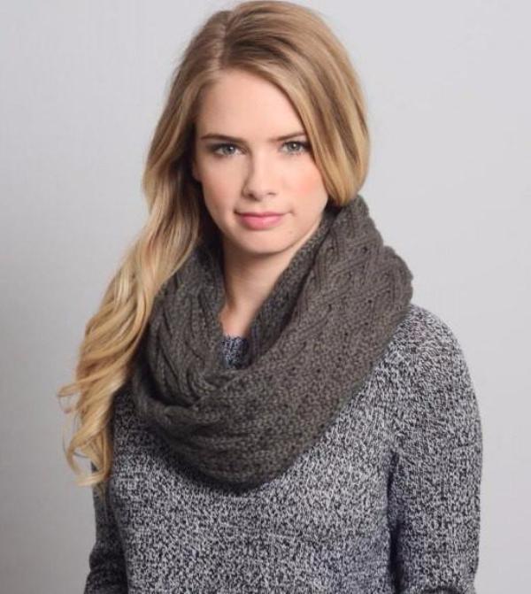 Beige Herringbone Knit Infinity Scarf - Bean Concept - Etsy