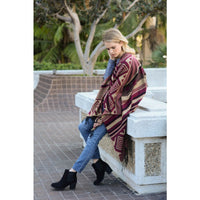 Burgundy Red Oversize Blanket Scarf with Fringe - Bean Concept - Etsy