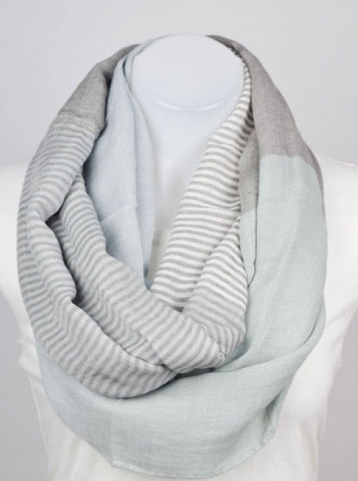 Mint Green and Gray Infinity Scarf - Bean Concept - Etsy