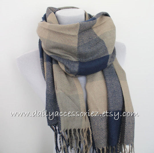Plaid Blanket Scarf - Bean Concept - Etsy