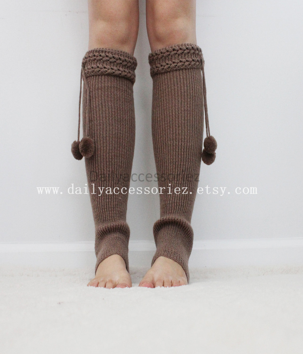 Black Pom Pom Ball Knit Leg Warmers - Bean Concept - Etsy