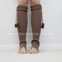 Black Pom Pom Ball Knit Leg Warmers - Bean Concept - Etsy