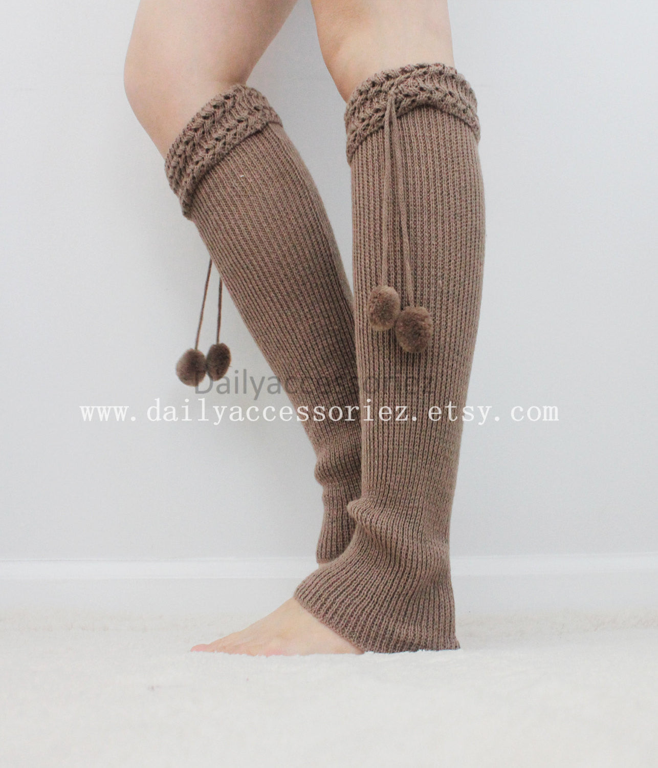 Black Pom Pom Ball Knit Leg Warmers - Bean Concept - Etsy