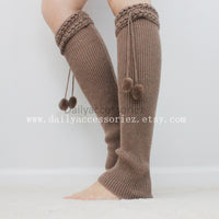 Black Pom Pom Ball Knit Leg Warmers - Bean Concept - Etsy
