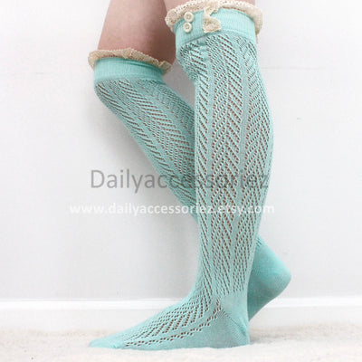 mint lace womens leg warmers - Bean Concept - Etsy
