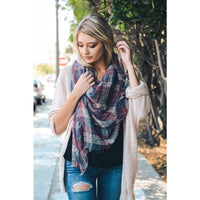 Plaid Woven Scarf with Baby Fringes - Bean Concept - Etsy