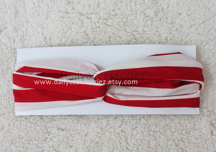 red and white striped workout headband - Bean Concept - Etsy