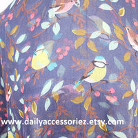 Blue Bird on Branch Infinity Scarf - Bean Concept - Etsy