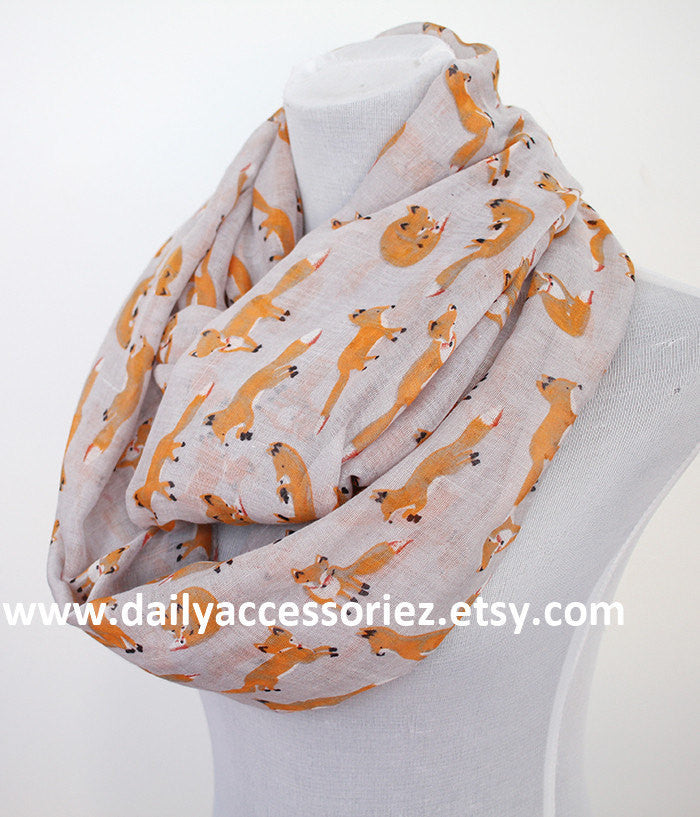 Gray Fox Infinity Scarf - Bean Concept - Etsy