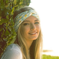 navy flower headband turban - Bean Concept - Etsy