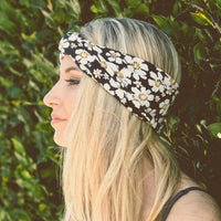 navy flower headband turban - Bean Concept - Etsy