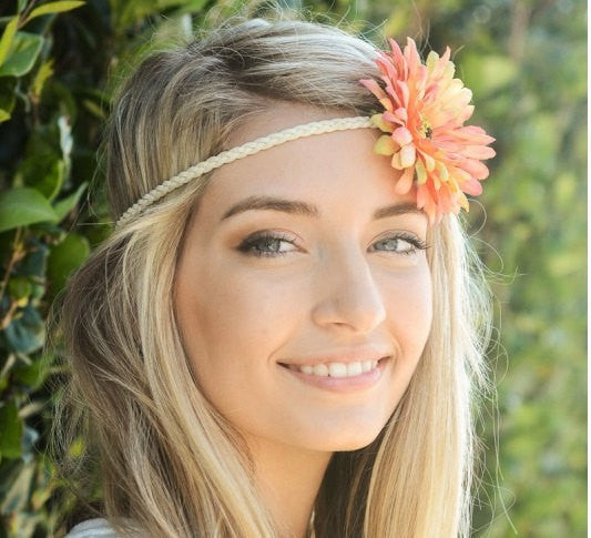 pink daisy flower headband - Bean Concept - Etsy