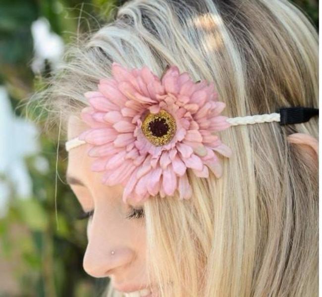 pink daisy flower headband - Bean Concept - Etsy