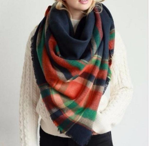 Oversize Plaid Blanket Scarf - Bean Concept - Etsy