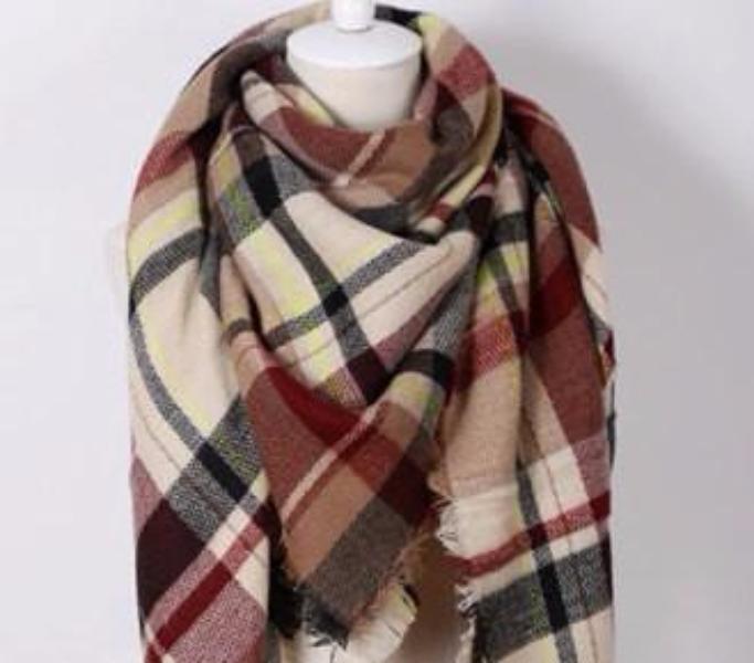 Burgundy Red Plaid Blanket Scarf - Bean Concept - Etsy