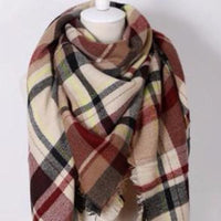 Burgundy Red Plaid Blanket Scarf - Bean Concept - Etsy