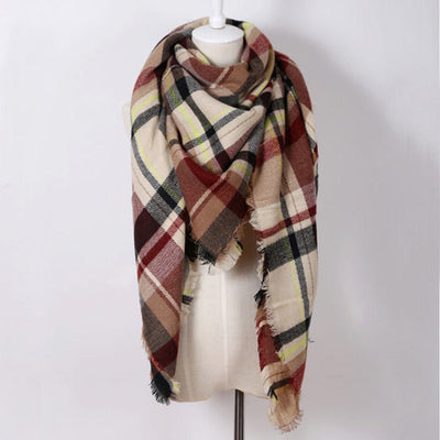 Green and Yellow Plaid Blanket Scarf - Bean Concept - Etsy