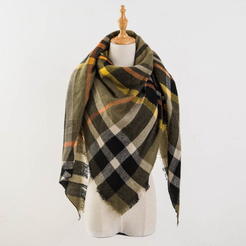Green and Yellow Plaid Blanket Scarf - Bean Concept - Etsy