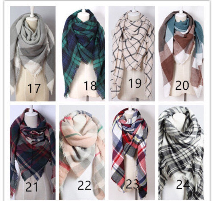 Plaid Blanket Scarf - Bean Concept - Etsy