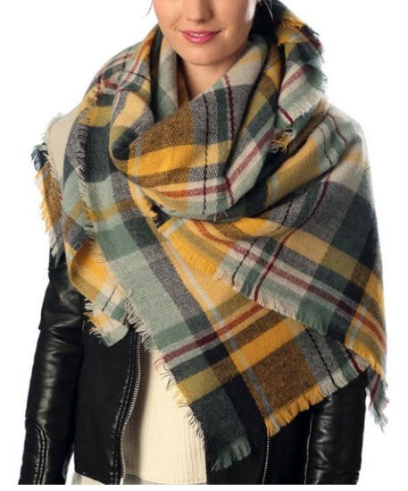 Oversize Plaid Blanket Scarf - Bean Concept - Etsy