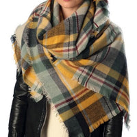 Oversize Plaid Blanket Scarf - Bean Concept - Etsy