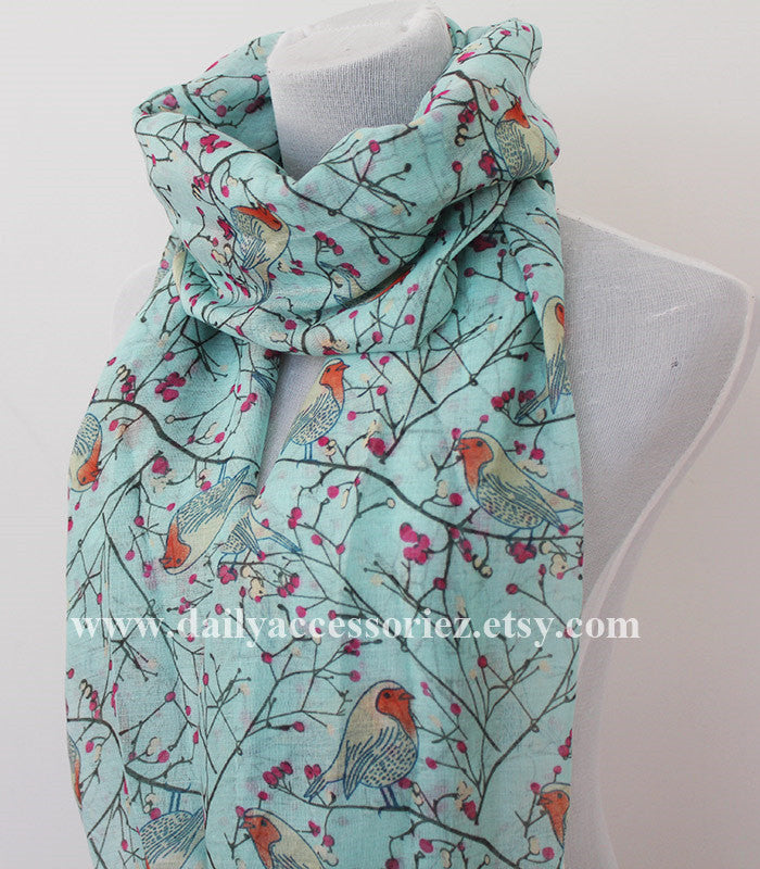 Olive Green Bird Scarf - Bean Concept - Etsy