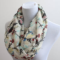 Beige Bird on Branch Infinity Scarf - Bean Concept - Etsy