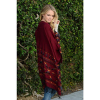 Burgundy Tribal Reversible Blanket Scarf - Bean Concept - Etsy