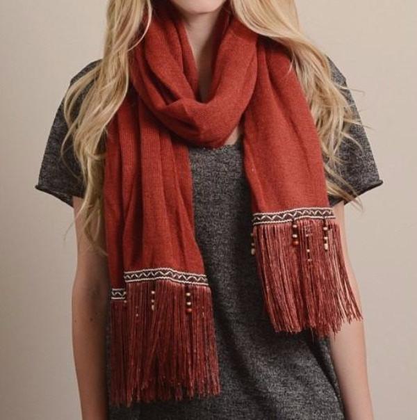 Rust Orange Scarf with Tassel - Bean Concept - Etsy