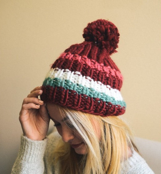 Red Pom Pom Ball Beanie - Bean Concept - Etsy