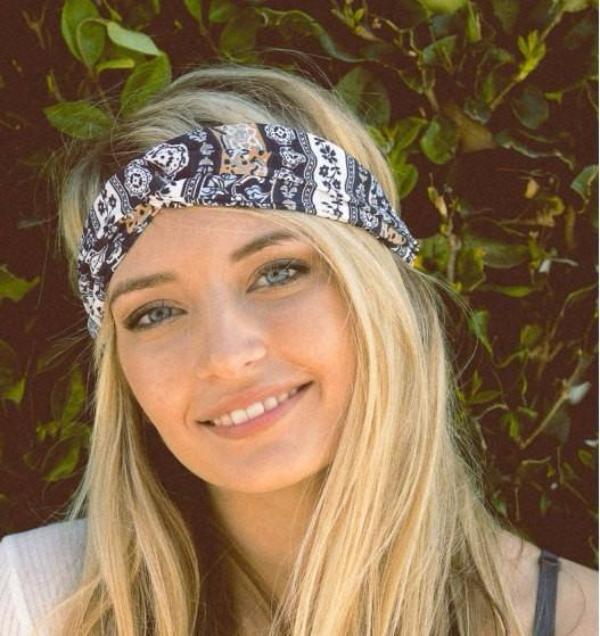 Aztec floral print headband - Bean Concept - Etsy