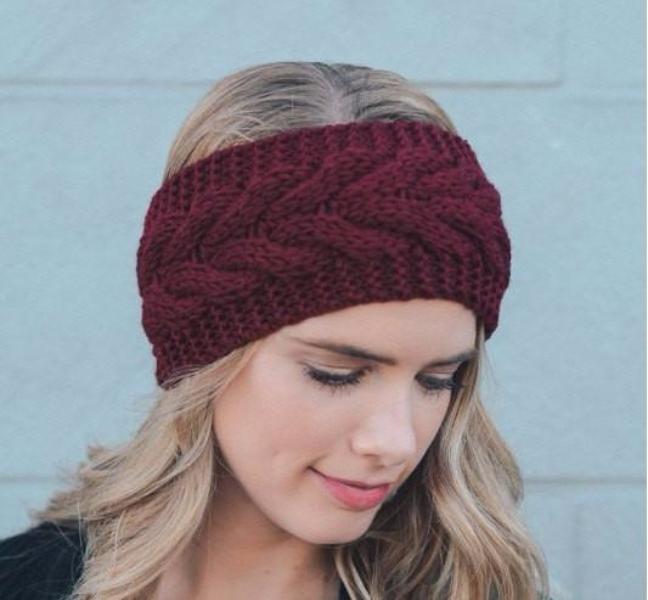 Burgundy Red Knitted Headband - Bean Concept - Etsy