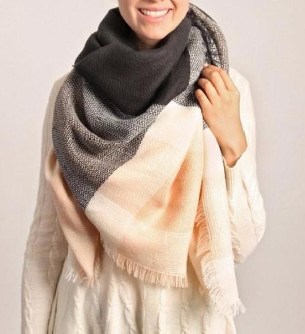 Black and Pink Plaid Blanket Scarf - Bean Concept - Etsy